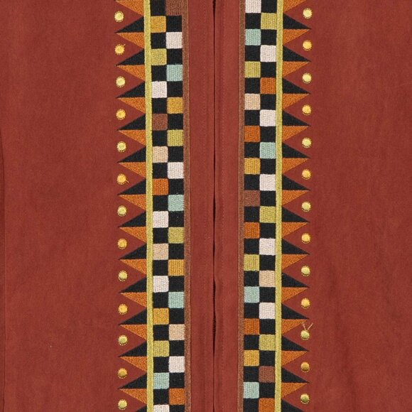 Bob Mackie Wearable Art Jacket Womens M Orange Rust Horse Embroidery Geometric - Picture 4 of 7